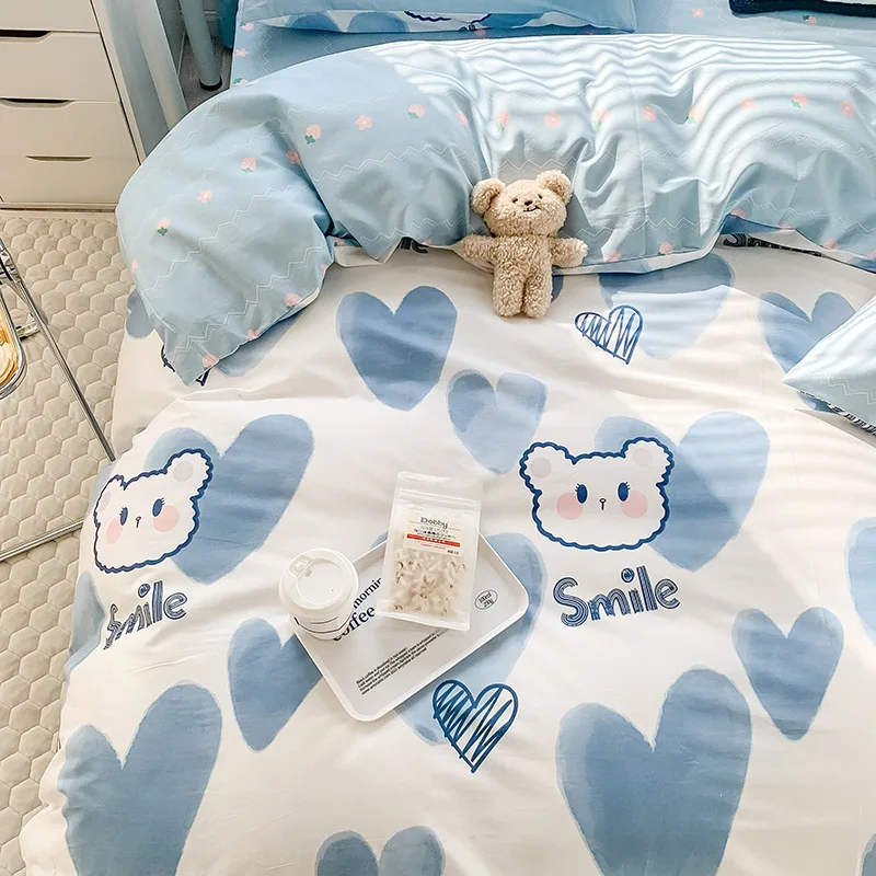 

Pure Cotton Four-piece Set 100% Cotton Fresh Sheet Quilt Cover Bedding Set Suitable for Various Sizes Home Textile Supplies