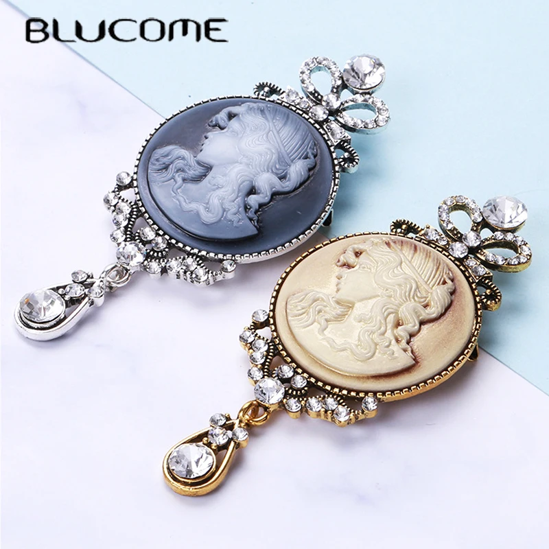 Женская Винтажная брошь Blucome Palace Beauty Head для пальто сумка костюма заколки хиджаба