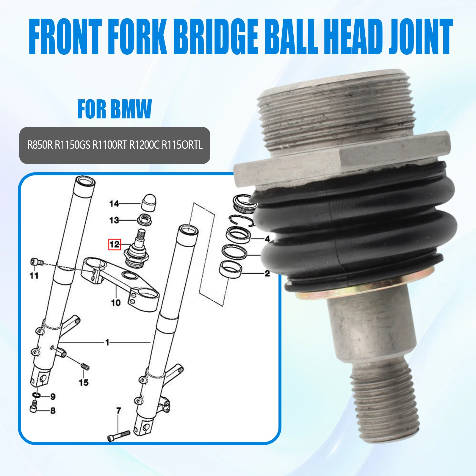 Фото Для мотоциклов R1200CL, R1200C, K1200RS, R850R/GS, R1100GS/RS/RT/R/S, R1150GS/RS/RT: Нижний поперечный рычаг передней вилки, шарнир рычага управления №3
