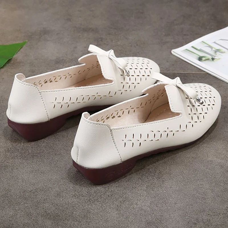 2022 New Fashion Flat Shoes Women Summer Hollow Out Casual Loafers Bow Shallow Female Non-slip Outdoor Flats Mocasines luxe