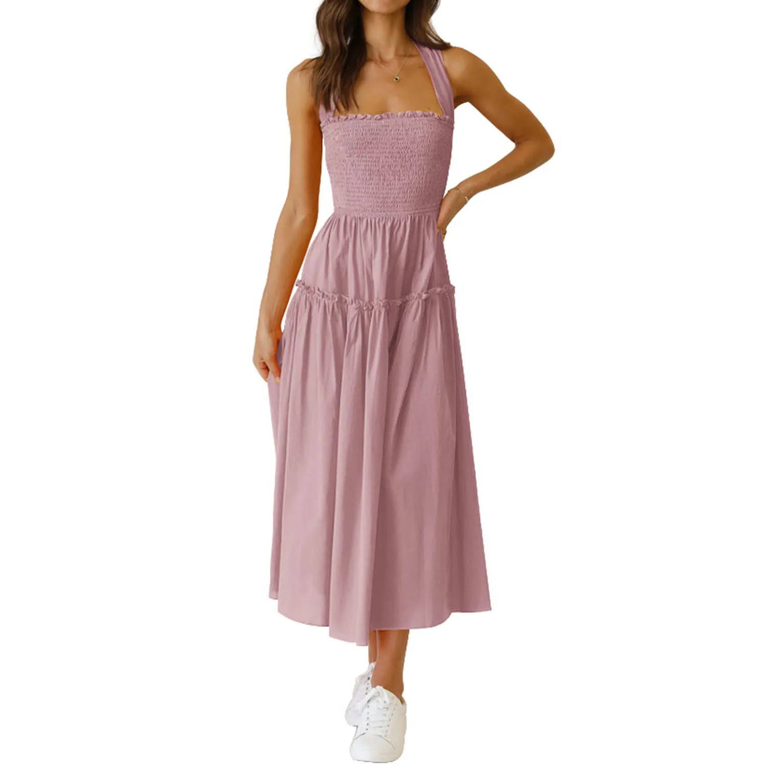 

2023 summer Chinese fashion brand women's halter sexy slimming casual beach dress-vestidos para mujer