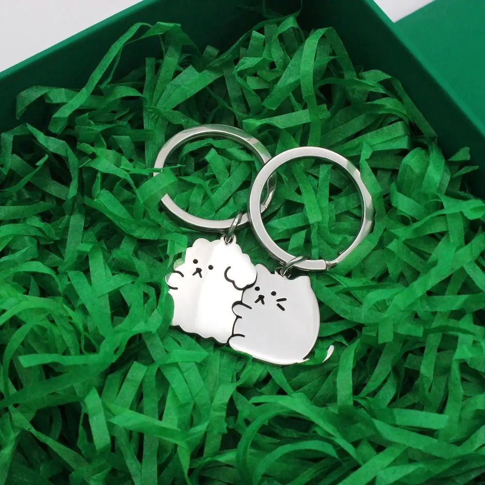 Брелок для ключей пары кошек собак подвеска из нержавеющей стали одинаковый