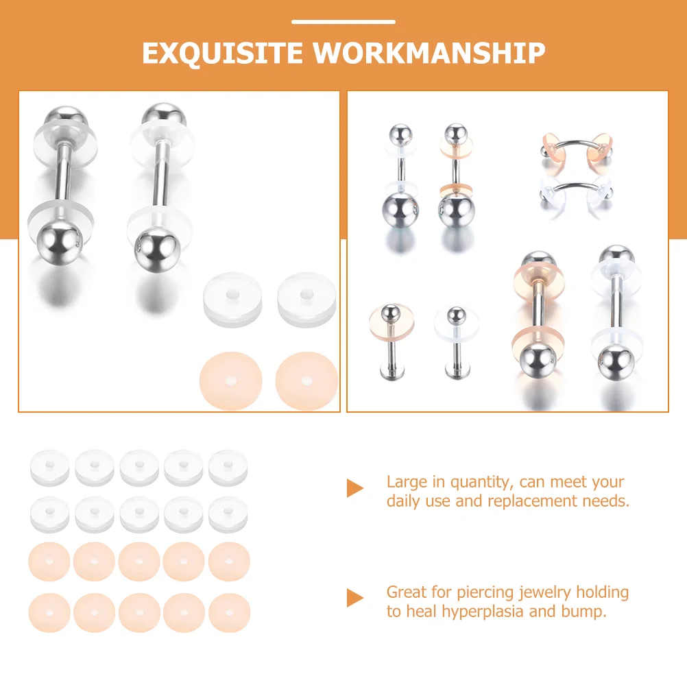20 шт. силиконовые невидимые прокладки для сережек подушечки пирсинга ювелирных