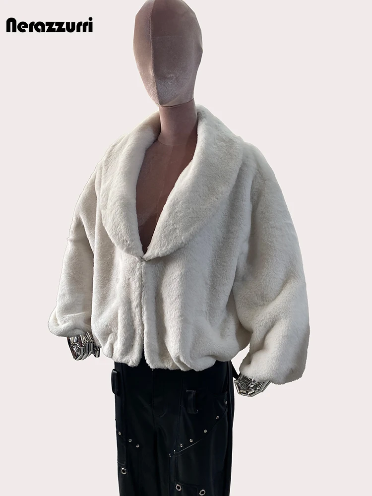 Nerazzurri Осень-зима Оверсайз Сладкая Мягкая Короткая Теплая Толстая Пушистая