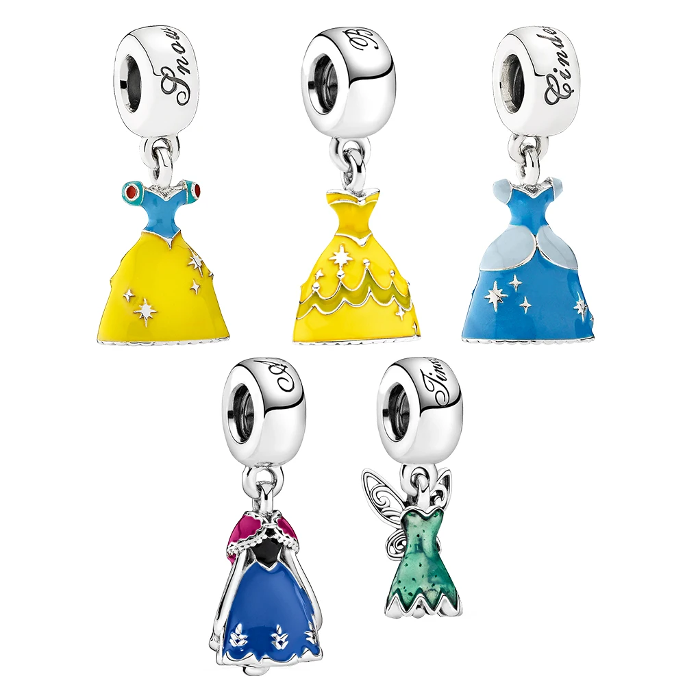 Fits Pandora series 925 Sterling Silver Princess Dress Dangle Charm DIY Charm