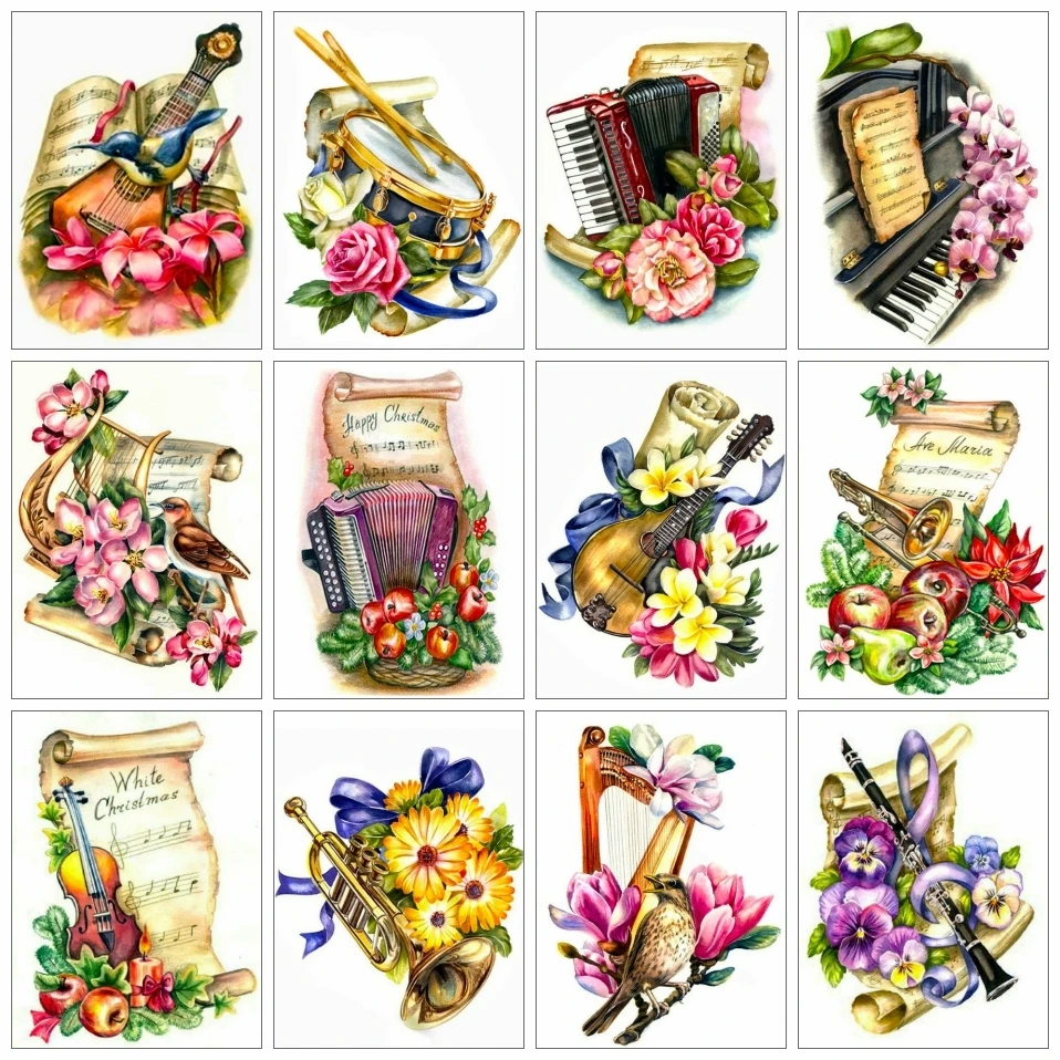 

AZQSD Painting By Numbers Landscape Musical Instrument Acrylic Oil Painting By Numbers Scenery Digital Kits On Canvas Handmade