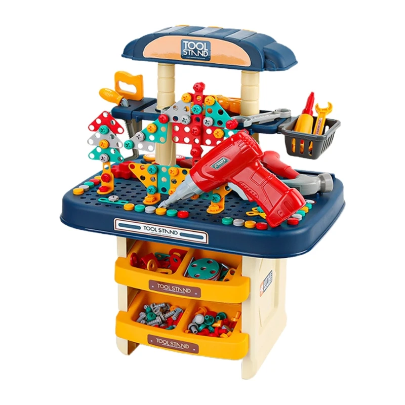 

246pcs Kids Drill Screw Nut Puzzles Toys Pretend Play Tool Drill Disassembly Assembly Children Drill 3D Puzzle Toys For Boy