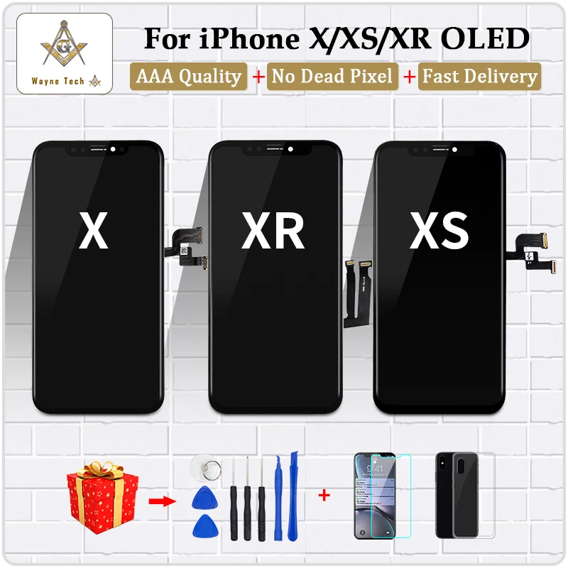 For iPhone X XS XR LCD Touch Screen No Dead Pixel OLED Panel Assembly For iPhone X XS XR LCD Display Replacement Spare Part