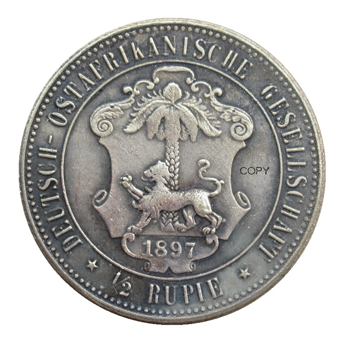 

Посеребренная декоративная монета Германия Восточная Африка 0,5 Рупина 1891-1931