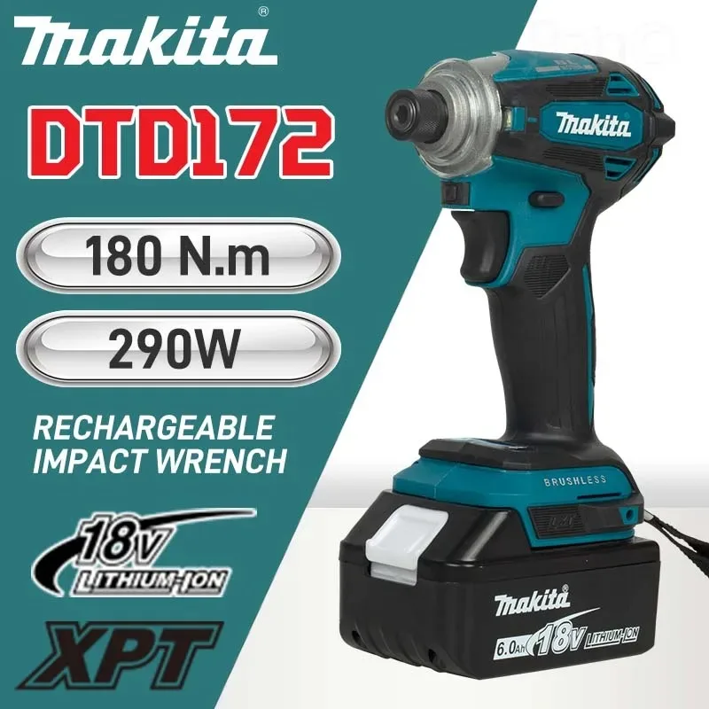 Аккумуляторная электрическая дрель Makita DTD172 с бесщеточным двигателем высокая