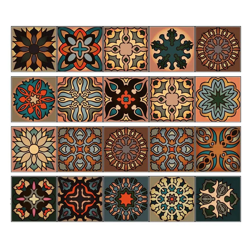 

120 Pcs 3D Multi Moroccan Self-Adhesive Bathroom Kitchen Wall Stair Tile Sticker