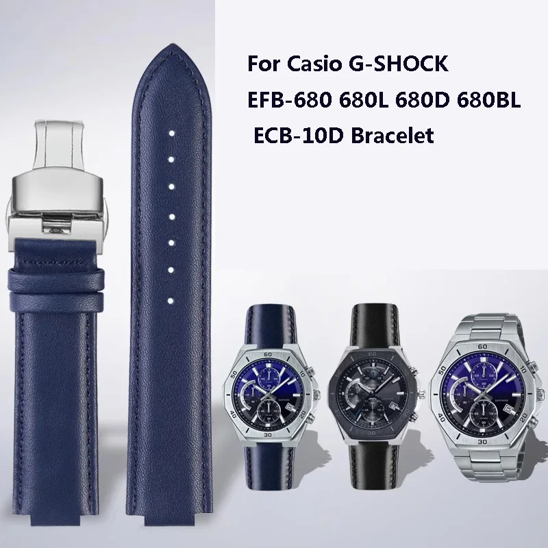 

Genuine Leather Watchband Band Strap For Casio G-SHOCK EFB-680 680L 680D 680BL ECB-10D Bracelet Belt Men Nylon Wristband Belt