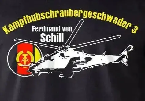 Фото Футболка Ferdinand Von Schill Khg-3 NVA Mi-24D Hind Helicopter Squadron. Хлопковая мужская футболка премиум-класса с коротким рукавом и круглым вырезом, новая №1