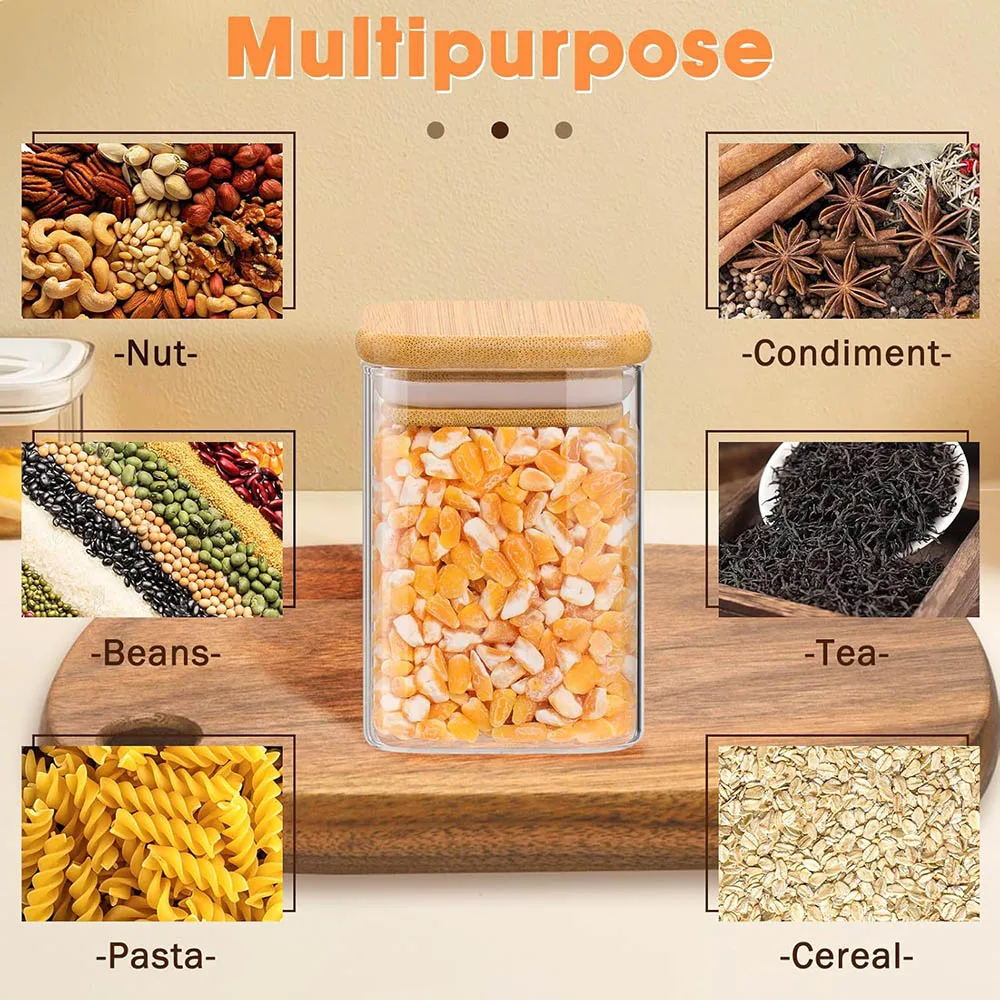 12 шт. квадратные или круглые стеклянные контейнеры для хранения продуктов банки