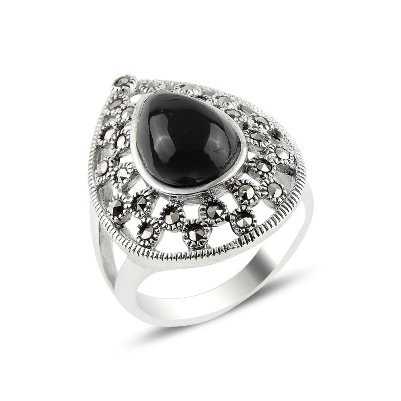 

Серебряное кольцо 925 пробы Onyx & Marcasite