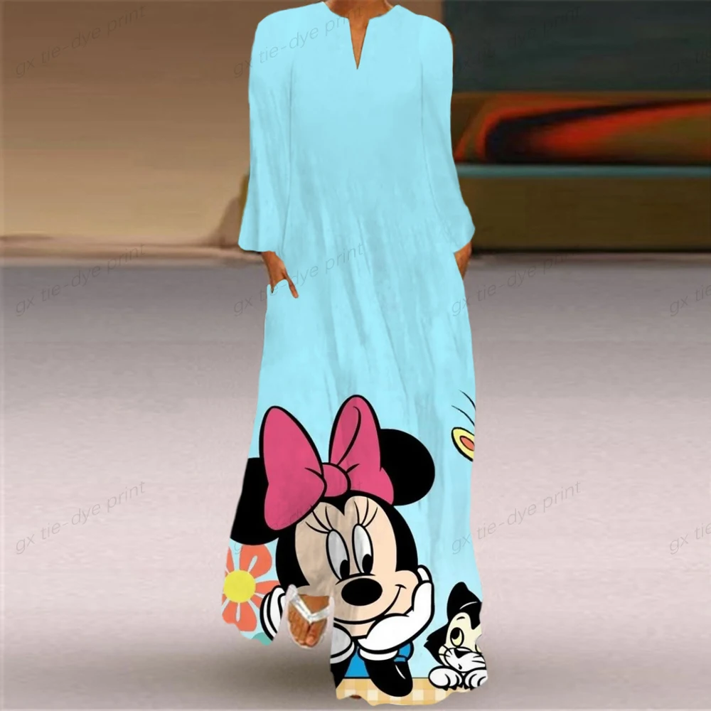 

Женское осенне-зимнее длинное платье с V-образным вырезом и длинным рукавом