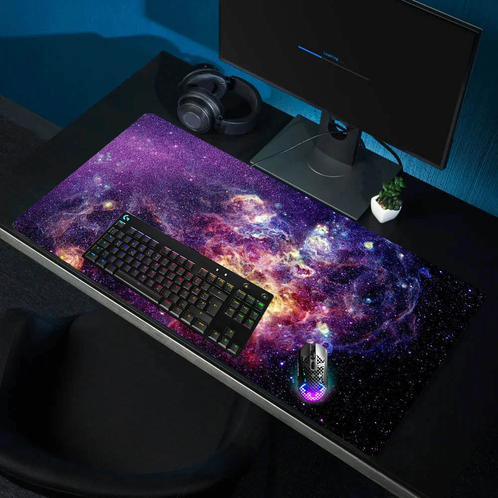 Universe Purple Mousepad Starfield Large Rugs Galaxy Mouse Ped Gamer Milky Way Mause Pad Space Office Accessories Desk Mat 120cm