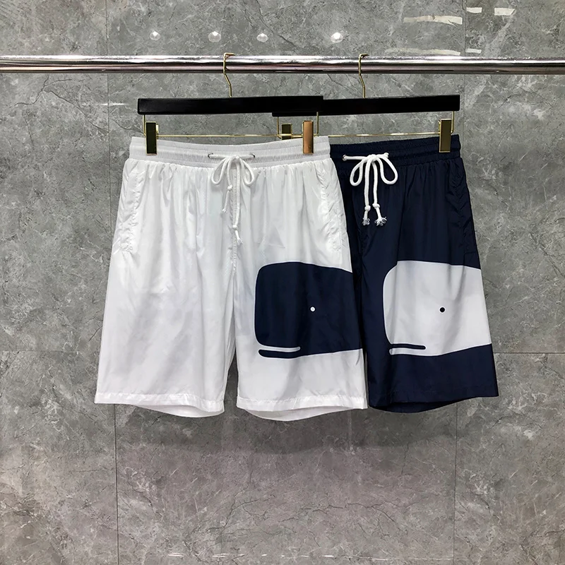 TB THOM ShortsSummer Men's Shorts Fashion Brand Male Shorts Custom Casual Whale Designs Printing Thin Quick Dry Boardshorts