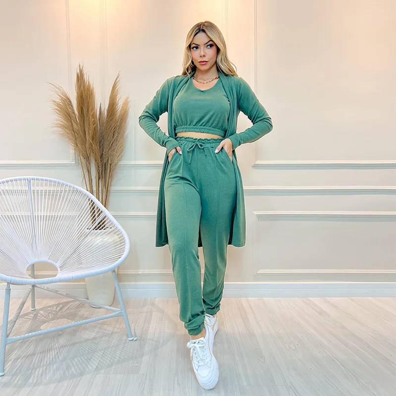 

Women's Clothing 2023 Summer New Product Suit Mid-length Cardigan Jacket Camisole Vest Casual Trousers Three-piece Suit