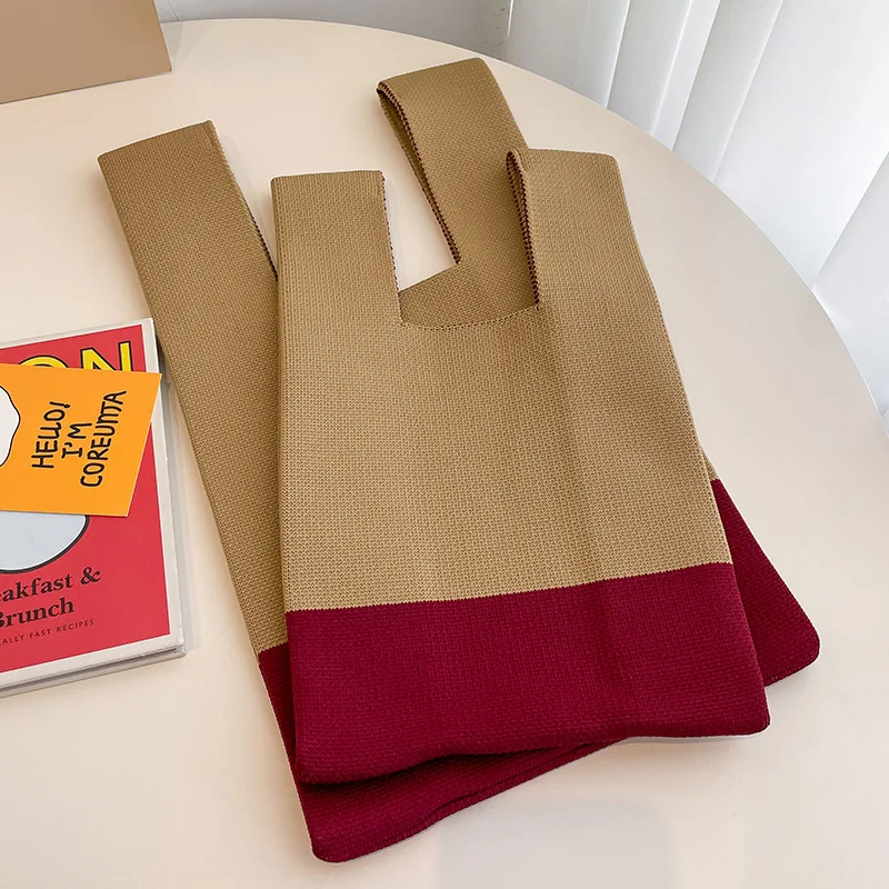 Осенняя Сумка-жилет женская сумка Вязаная Мягкая ручная однотонная для покупок