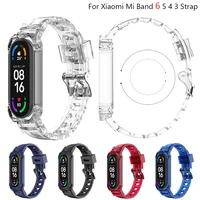 for xiaomi mi band 6 5 4 3 strap clear silicone replacement bracelet pink green color wristband xiomi mi6 miband band6 straps