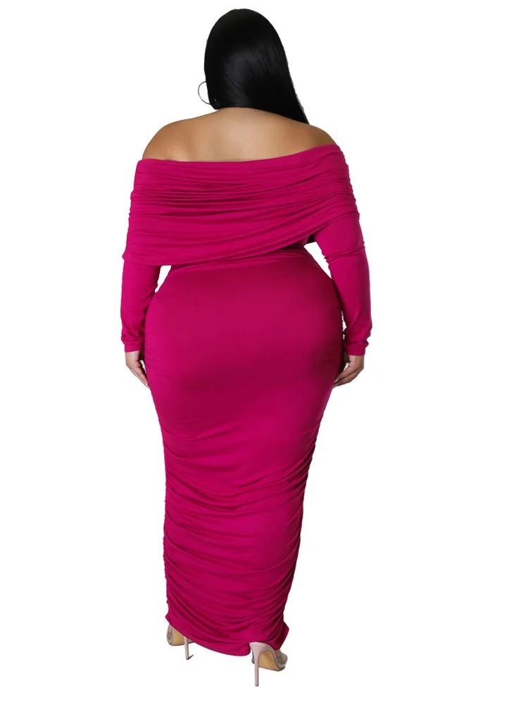 Plus Size Dresses for Women Off Shoulder Long Sleeve Sexy Elegant Draped Fashion Maxi Dress Fall Whole 3xl 4xl 5xl 6xl
