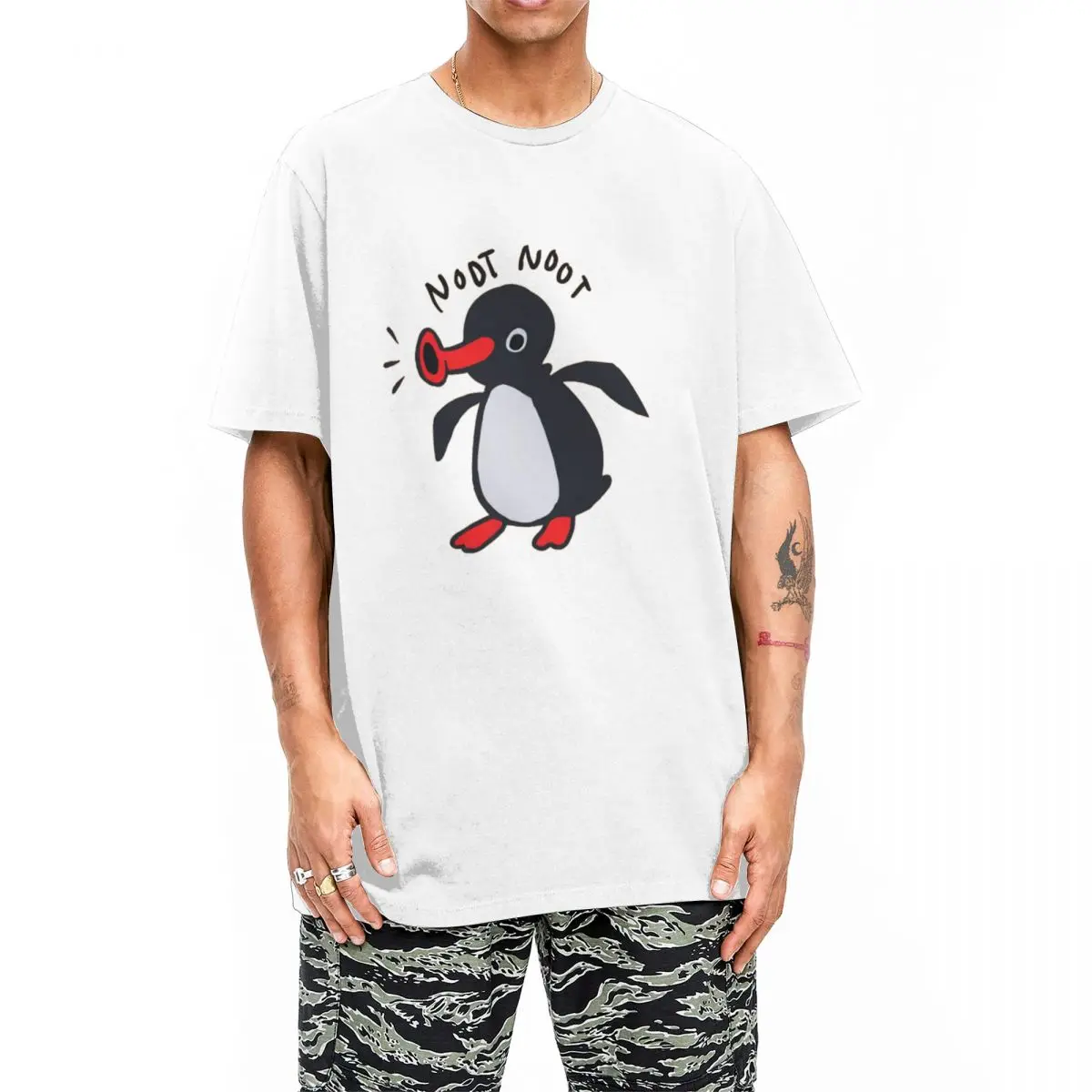 Футболка Noot-Orange Penguin мужская с коротким рукавом и круглым вырезом