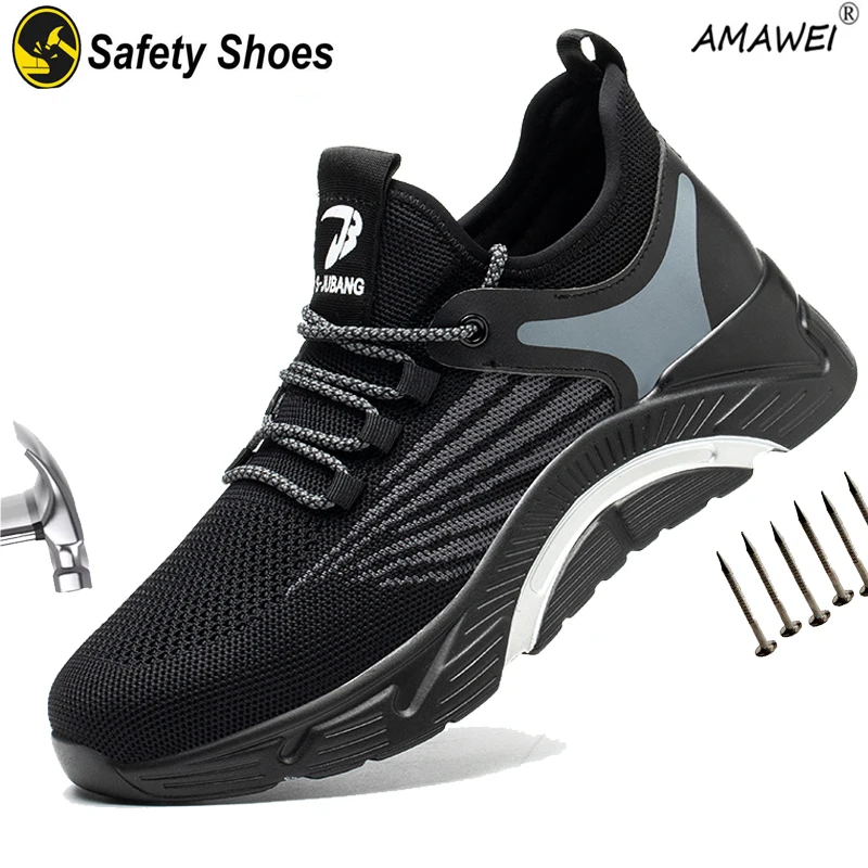 

AMAWEI Puncture Proof Safety Shoes for Men Women Work Safety Boots Baotou Protective Work Shoes Male Construction shoes Sneaker