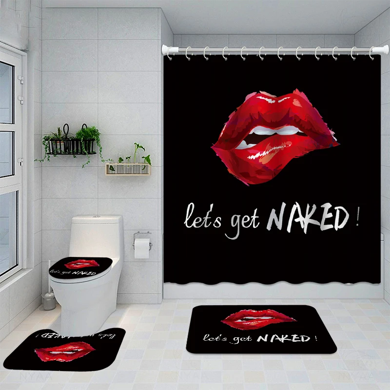 

Waterproof Bathing Bathroom Shower Curtain Set Non-Slip Bath Mat Rug Carpet Sets Toilet Cover Home Decor Bathroom Decor