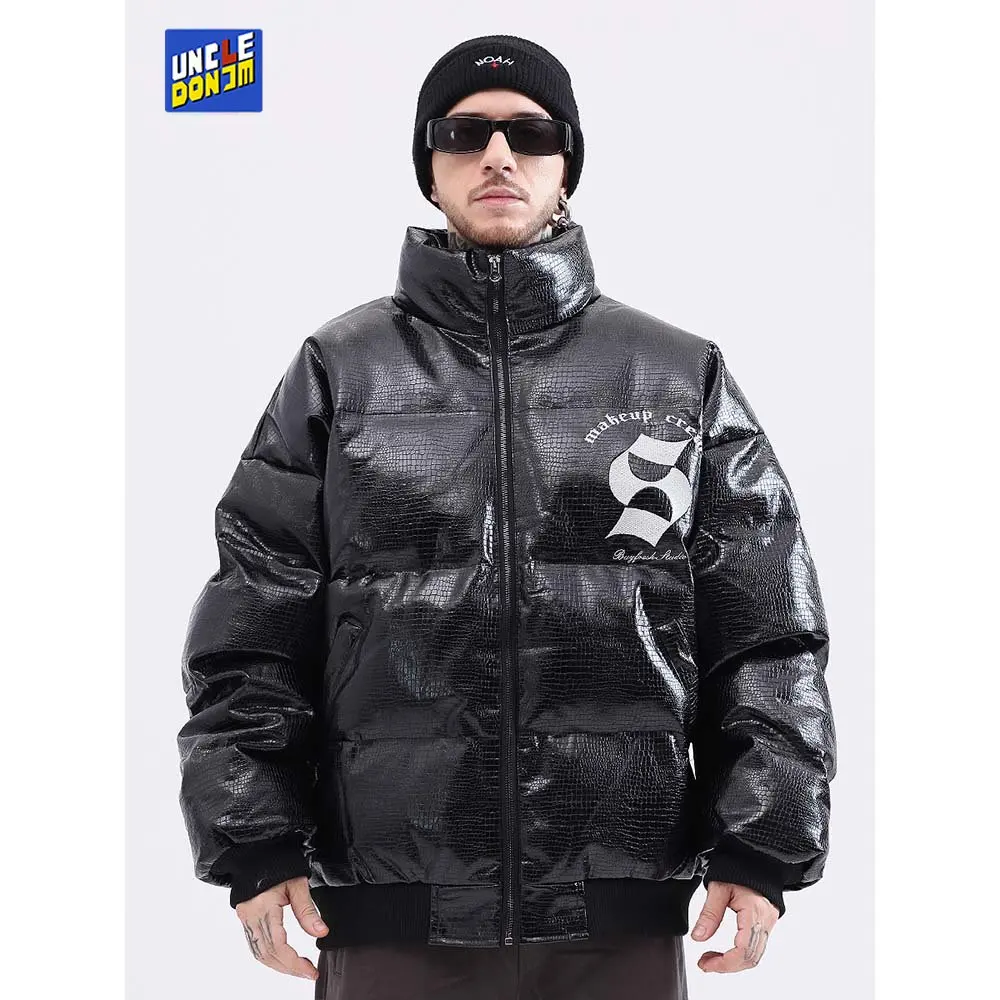

Letter Embroidery Parka Jacket Men Streetwear Hip Hop Cotton Padded Thick Warm Puffer Parka Coats 2022 Harajuku dropshipping
