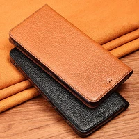 genuine leather flip case for oneplus 9 9r 9e 9rt 10 10r pro ace 150w phone case lychee pttern protect cover