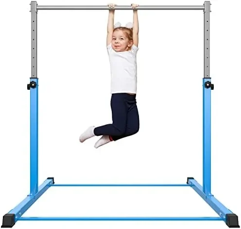 

Fun Gymnastics Bar for Kids Ages 3-15 for Home - Steel Construction, Anti-Slip, Easy to Assemble, 3' to 5' Adjustable H