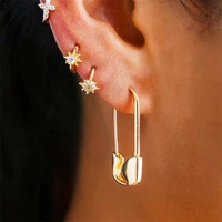 gold u shaped stud earrings paper clip pin metal gold rose color earrings jewelry pinna minimalist jewelry wholesale