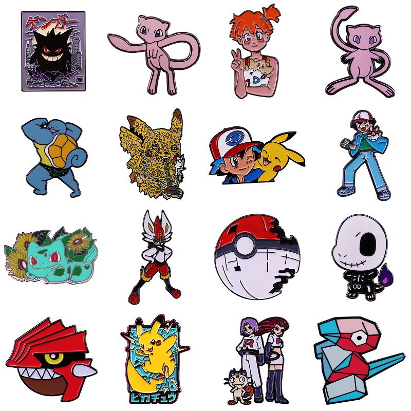 

Pokemon Enamel Pins Cinderace Ivysaur Badge Cute Mew Gengar Brooches Backpack Clothes Collection Decor Accessories Gift for Kid