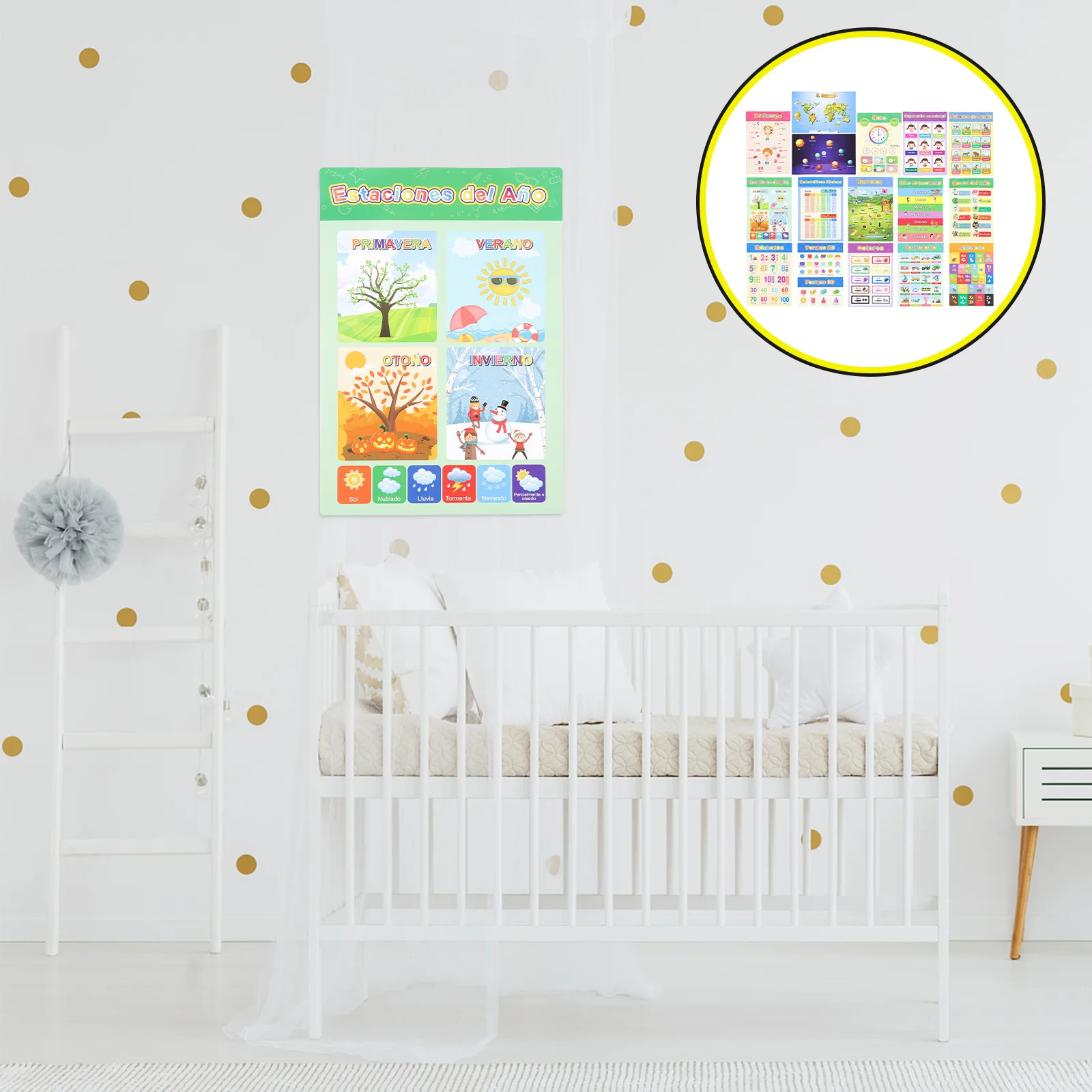 

16 Sheets Early Education Poster Spanish Learning Posters Kids Educational Alphabet Wall Chart Flip Supplies Paper Toddler