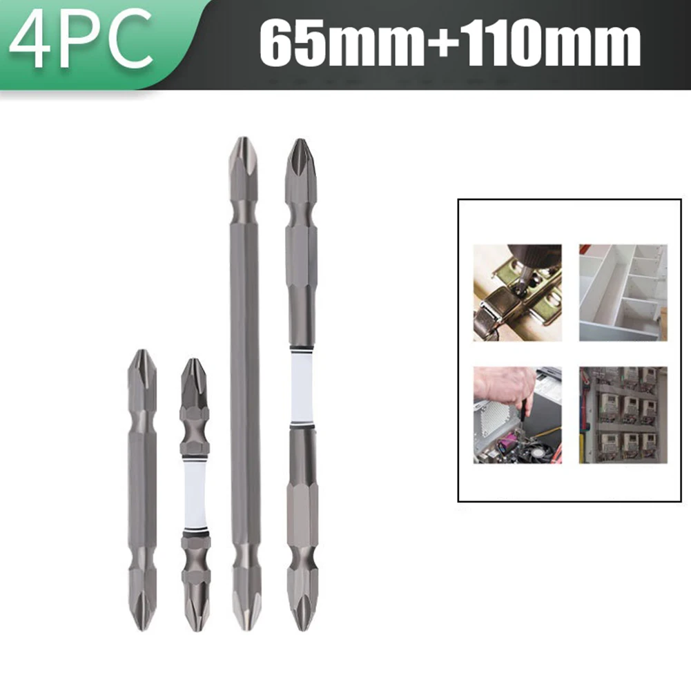 

4pcs Magnetic Batch Double Head Impact Strong Cross High Hardness 1/4'' Hex Anti Non-slip WaterProof PH2 Screwdriver Set