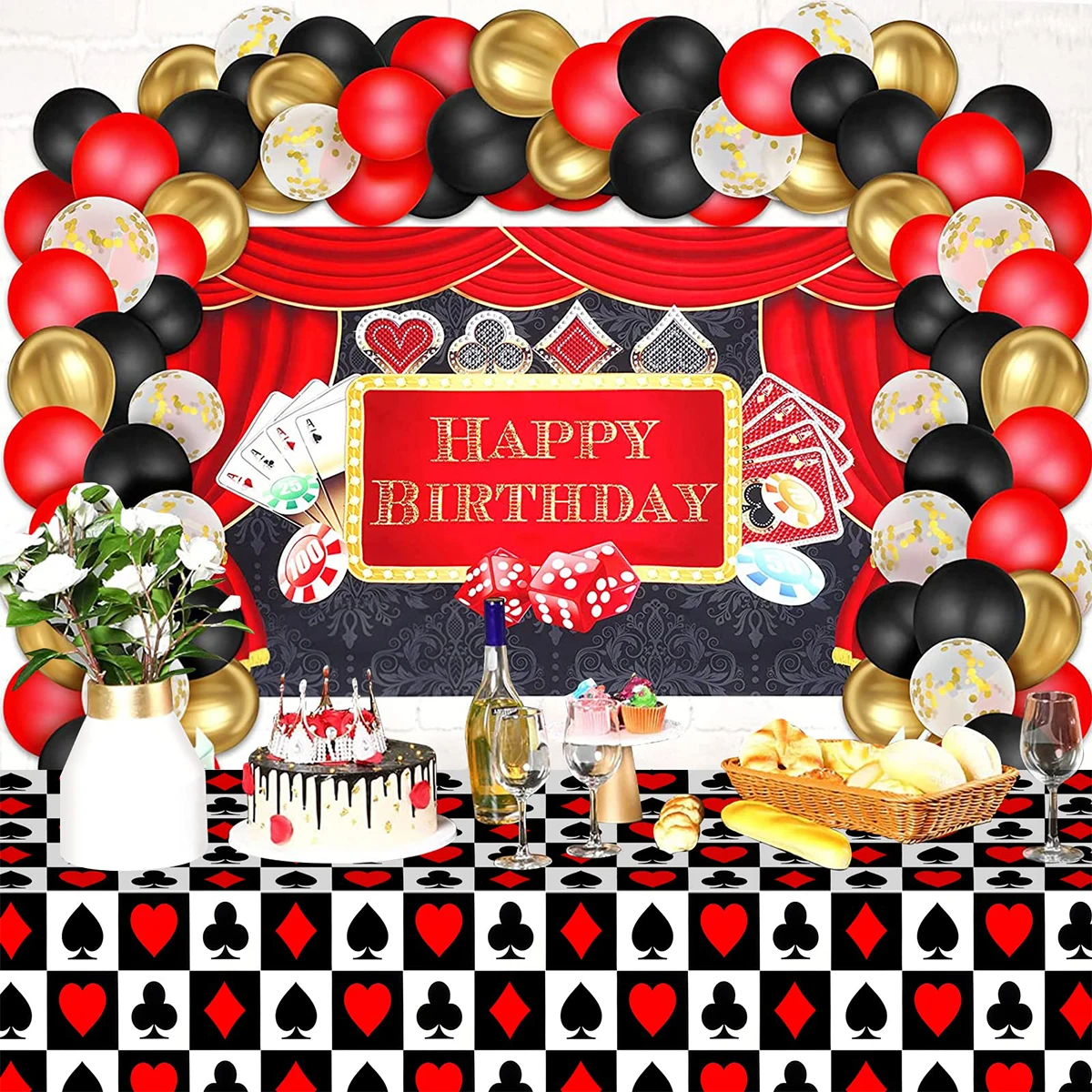 Скатерть в стиле покера украшения для 1-й вечеринки честь Дня Рождения чехол