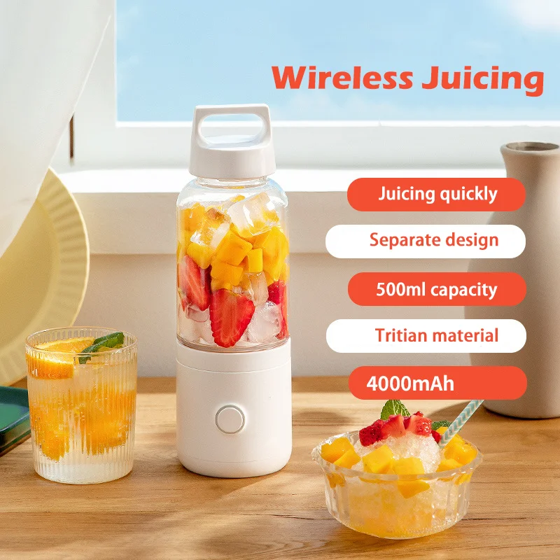 

Portable Blender 500ml Personal Size Eletric USB Juicer Cup, Fruit, Smoothie, Baby Food Mixing Machine Magnetic Secure Switch