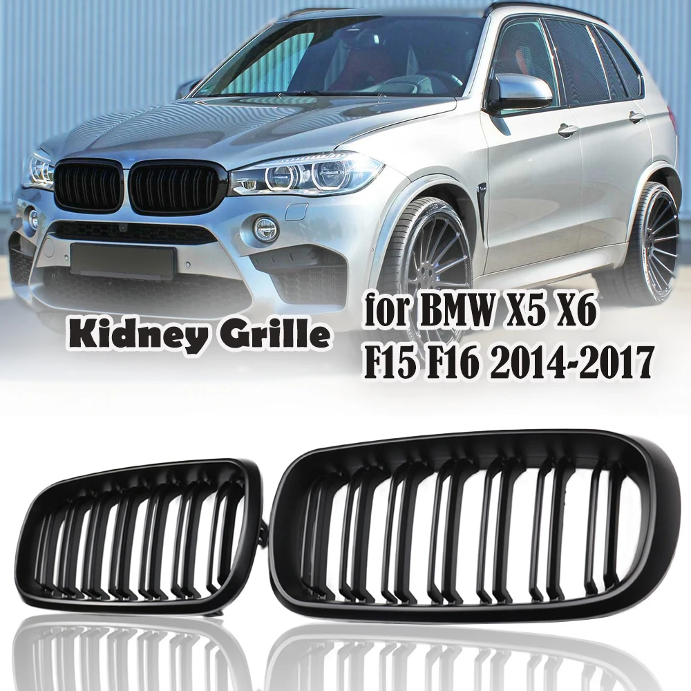 

1 Pair Front Bumper Dual Line Grill 2 Slat Kidney Grilles Replacement Grills For BMW F15 F16 X5 X6 F85 F86 X5M X6M 2014-2017