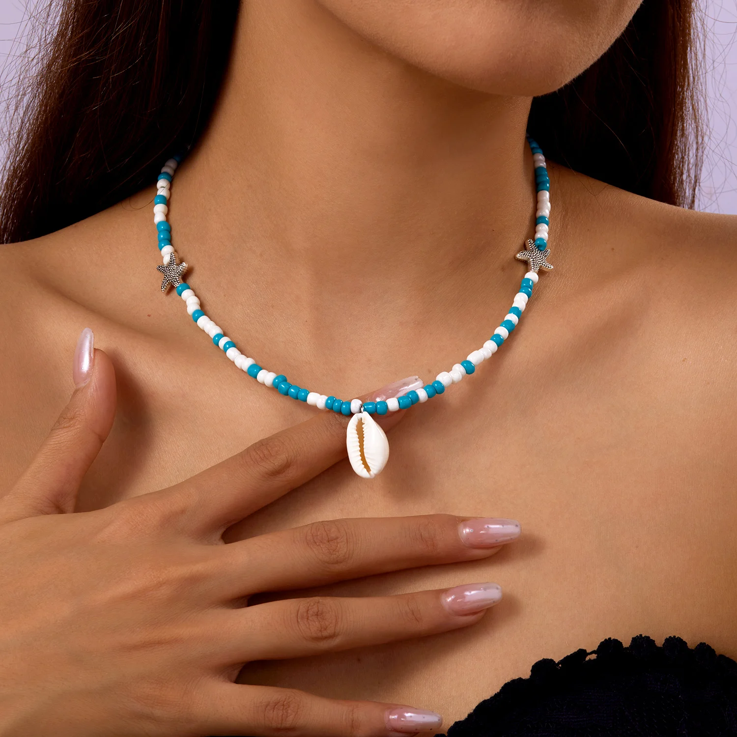 Rinhoo Бохо ожерелье с раковиной и морской звездой