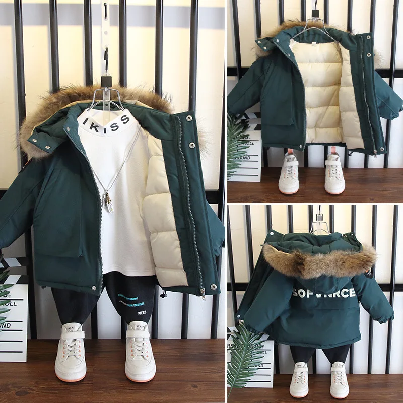 

Boys' cotton padded clothes winter clothes new baby cotton padded jacket thickened jacket long cotton padded jacket