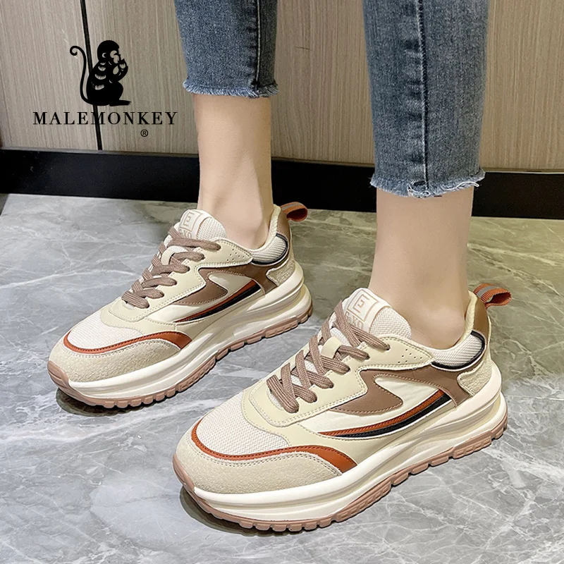 

Повседневная женская обувь; Коллекция 2022 года; Кроссовки на платформе; Удобная прогулочная женская обувь; Сезон весна; Нескользящая женская...