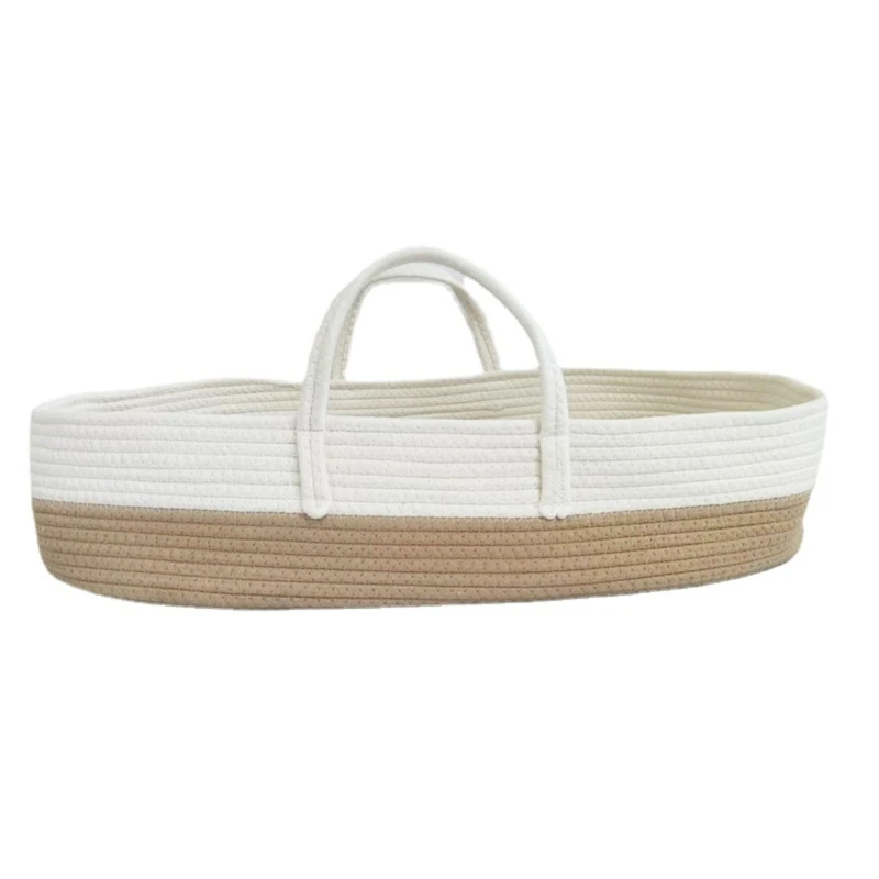 Baby Sleeping Basket with Handle Portable Cradle Cotton Rope for Carrier Bed