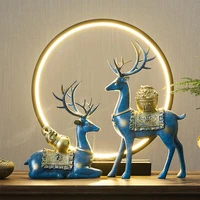 2pcs creative deer sculpture modern art resin animal luxury modern home decor living room office table decor feng shui ornament