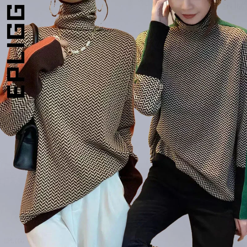 

Свитер Epligg Женский, вязаный, с 2023 воротником, теплый