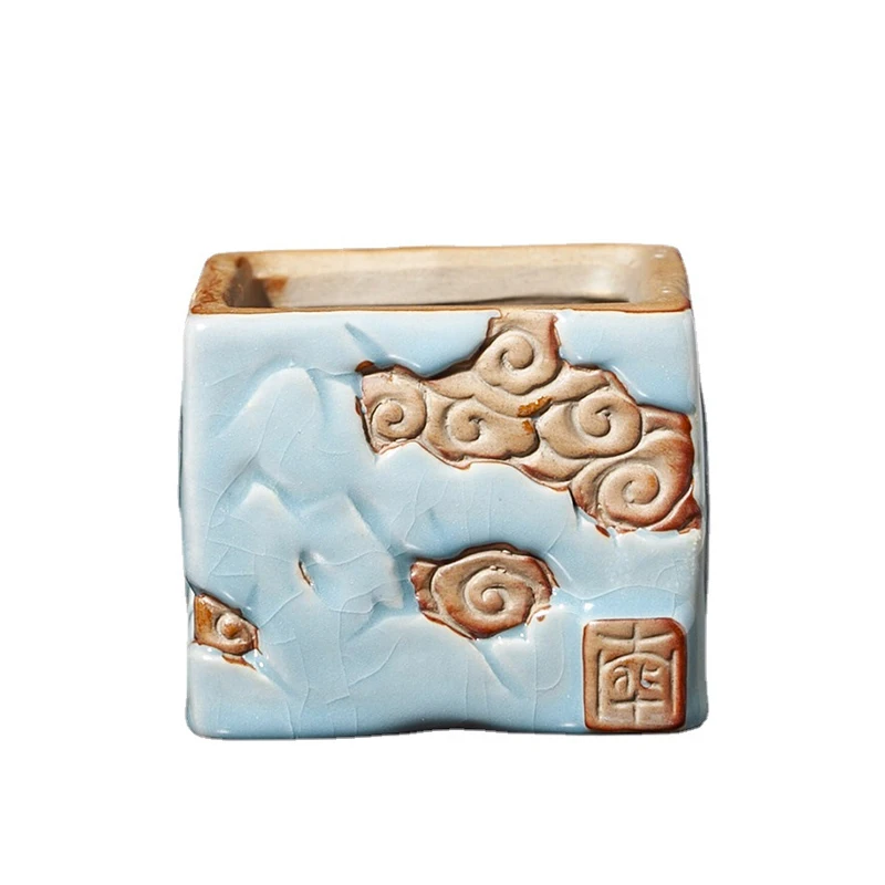 Корейский ледяной треснутый глазурь керамический высокий цветочный горшок