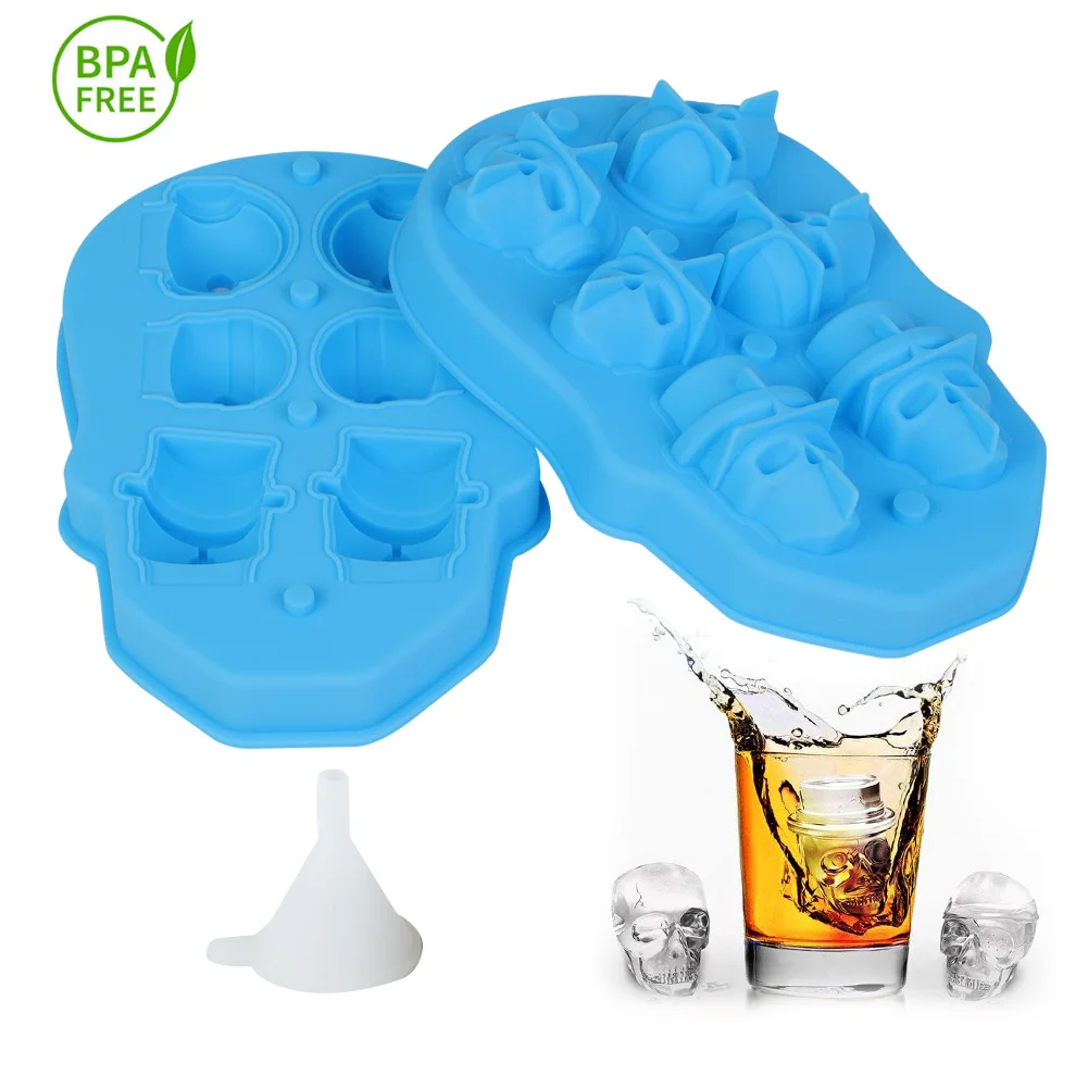 

3D Skull Ice Cube Moulds, Ejoyous Skull Ice Tray Food Grade Flexible Silicone Ice Cube Tray