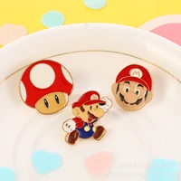 super mario anime cartoon mario bros mushroom brooch alloy badge action toy figure decorations for kids birthday party gifts