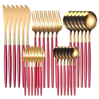 xituo 30pcs colorful dinnerware set stainless steel cutlery set kitchen mirror gold tableware set knife fork spoon dinner set