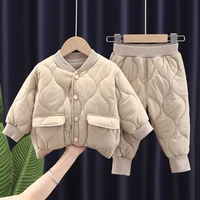 2022 winter autumn baby girl clothes set warm suit baby boys parkas pants 2pcs cotton kids suits girls children clothing sets
